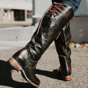 Freebird CYN Leather Boots Knee High Zip + Lace up